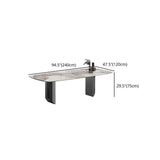 Mesa de comedor de piedra dorada Base gris rectangular mesa moderna