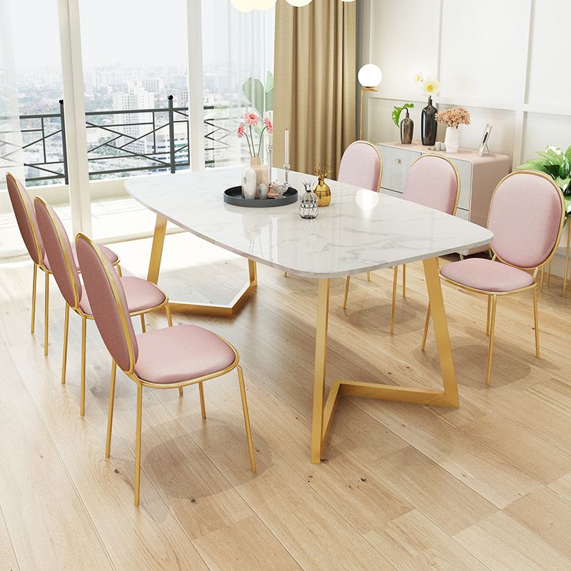 Metal Traditional Luxury Rectangle Indoor Table Sintered Stone Dining Table with Sled Base Clearhalo ' dining_table' 'Dining Tables & Seating' 'Dining Tables' 'furn' 'furn_dining_table' 'Furniture' 'furniture_dining_table' 'Kitchen & Dining Furniture' 'kitchen&dining_furn' 'kitchen' 'kitchen_dining_table' 1200x1200_bc12c358-6915-4ee7-9d8b-1d5845741b83