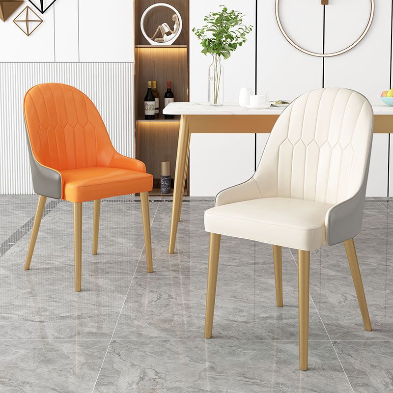 Scandinavian Style Arm Solid Back Dining Side Chair Leather Dining Chair Clearhalo 'Dining Chairs' 'Dining Tables & Seating' 'dining_chair' 'furn' 'furn_dining_chair' 'Furniture' 'furniture_dining_chair' 'Kitchen & Dining Furniture' 1200x1200_bc12ed49-81a7-4d10-902c-a32cca4c2640