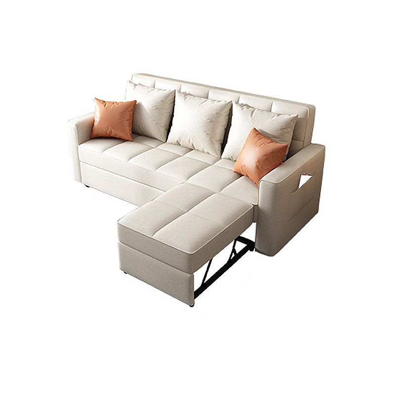 Square Arm Cream Cushion Back Sectionals Contemporary Stain-Resistant Chaise Sofa Clearhalo 'Furniture' 'furniture_sectionals' 'kitchen' 'kitchen_sectionals' 'Living Room Furniture' 'Sectionals' 1200x1200_bc1462b5-ee76-4637-a70e-094e385f4ded