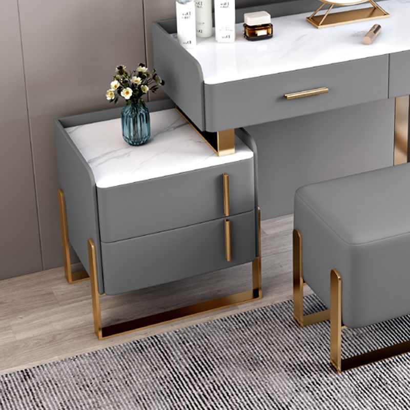 Tavolo da toeletta in legno in legno in legno massiccio grigio top di pietra con 4 cassetti