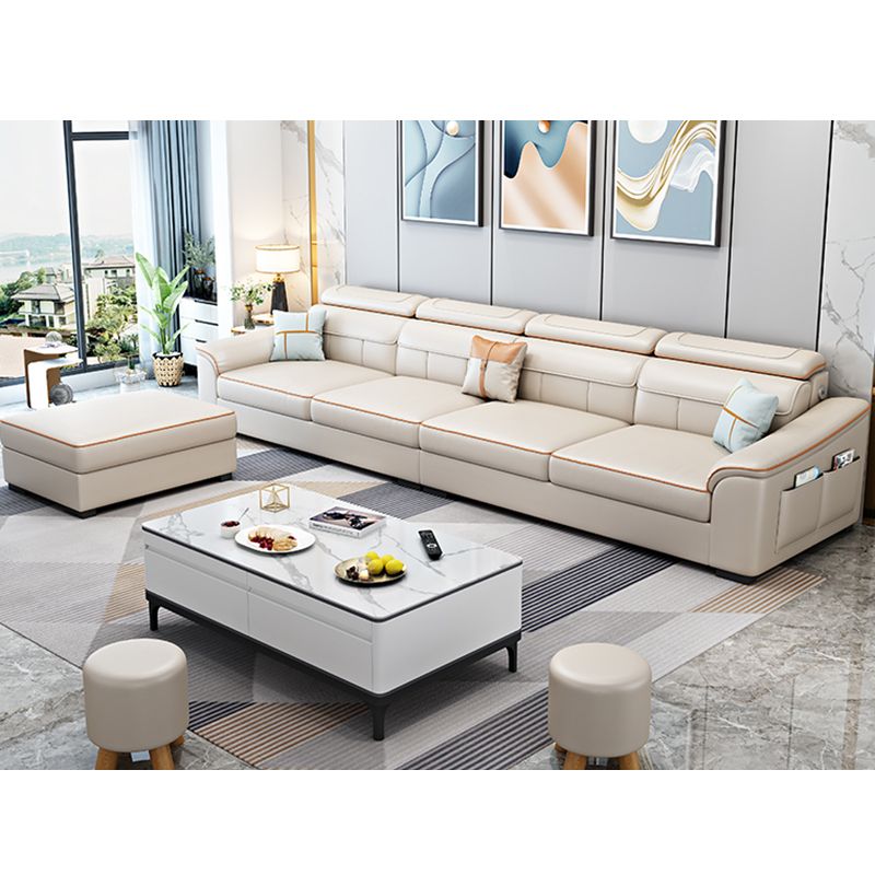Contemporary Sofa Cotton Solid Wood Living Room Slipcovered Sofa & Chaise