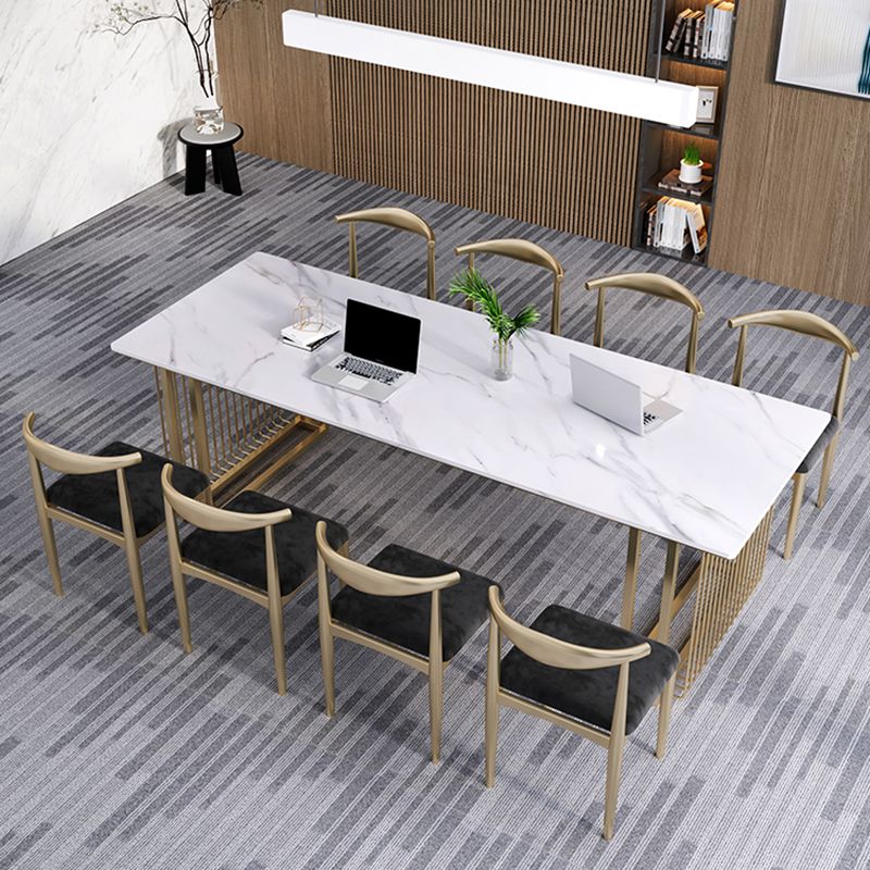 Rectangular Shaped Conference Table Wood Writing Desk in White Clearhalo 'furn' 'furn_office_desk' 'Furniture' 'Office Desks' 'Office Furniture' 'office_desk' 1200x1200_bc176558-2fba-424a-88a9-8822ca302bb3