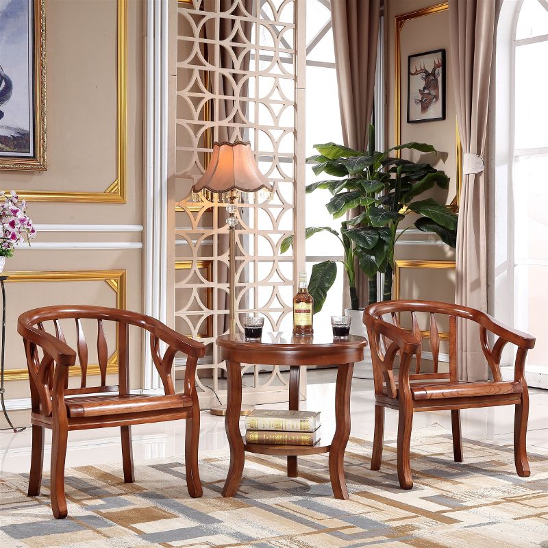 Silla de brazo de brazo de comedor de marco de madera maciza cubierta