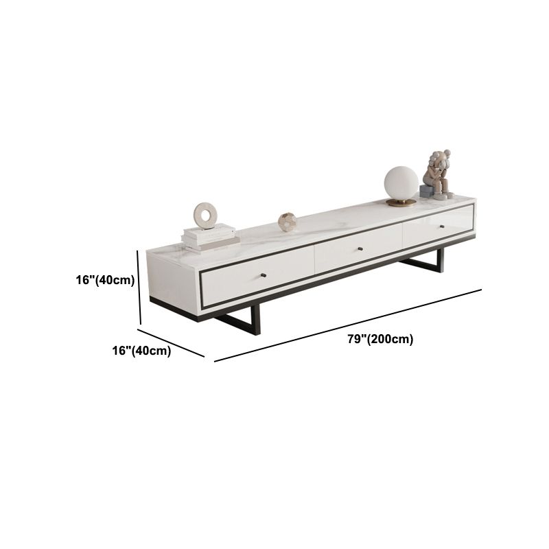 Modern Style Stone TV Stand White Colour Enclosed Storage TV Stand Console with 3 Drawers Clearhalo 'furn' 'furn_tv_stands_entertainment_centers' 'Furniture' 'Living Room Furniture' 'TV Stands & Entertainment Centers' 'TV Stands & Media Storage Furniture' 'tv_stands_entertainment_centers' 1200x1200_bc1aee34-9265-40ef-b183-1f2db91dac65