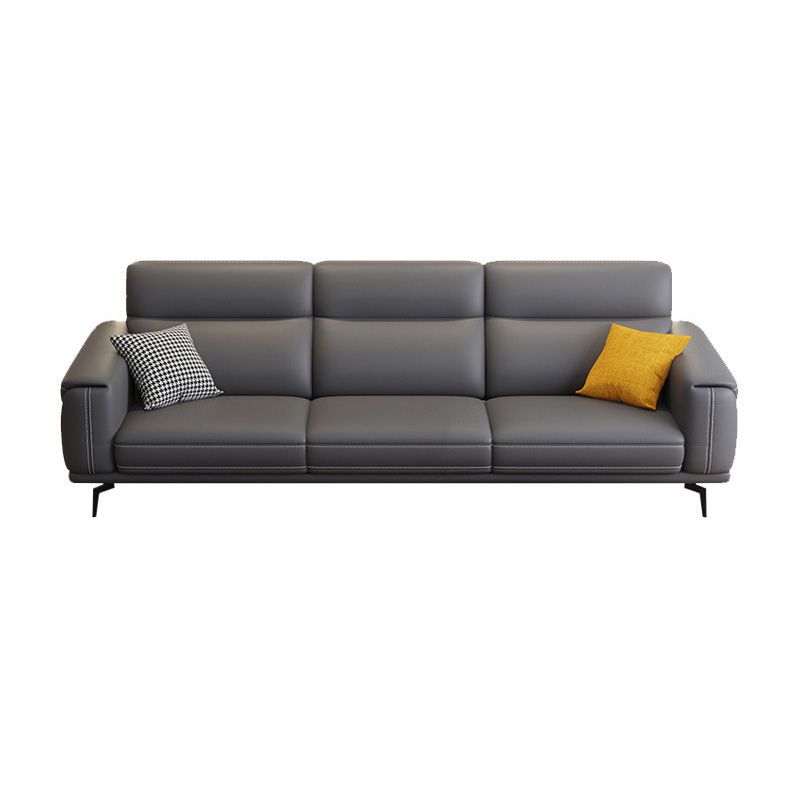 Modern Tufted Tight Back Genuine Leather Sectionals, 36" Sectional Sofa in Kingston Gray Clearhalo 'furn' 'furn_sectionals' 'Furniture' 'Living Room Furniture' 'Sectionals' 1200x1200_bc1b7868-3bfc-44fa-87bd-249da5074efa