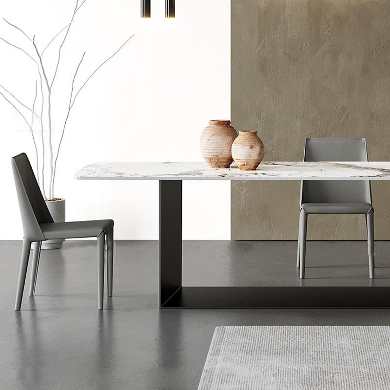 Traditionele luxe eettafel zwart -wit marmer rechthoek eettafel voor thuis