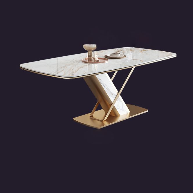 Dining Room Set Modern Sintered Stone Table with Gold Metal Base Rectangle Dining Set for Restaurant Clearhalo 'Dining Room Sets' 'Dining Tables & Seating' 'dining_room_set' 'furn' 'furn_dining_room_set' 'Furniture' 'furniture_dining_room_set' 'Kitchen & Dining Furniture' 'kitchen&dining_furn' 'kitchen' 1200x1200_bc202412-d752-4684-9cd7-f97efd8ffebe