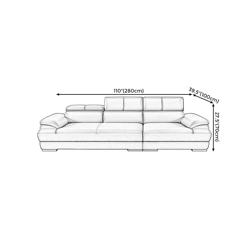 Genuine Leather Pillow Top Arm Sectional Sofa 27.56"H Cushion Back Sofa,Black Clearhalo 'furn' 'furn_sectionals' 'Furniture' 'furniture_sectionals' 'Living Room Furniture' 'Sectionals' 1200x1200_bc21850c-170a-41c9-bf7d-4241cc42f082