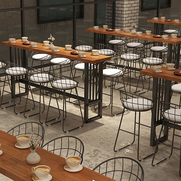 Solid Wood Pub Table Bar Height Industrial Rectangle Bar Table for Indoor Use