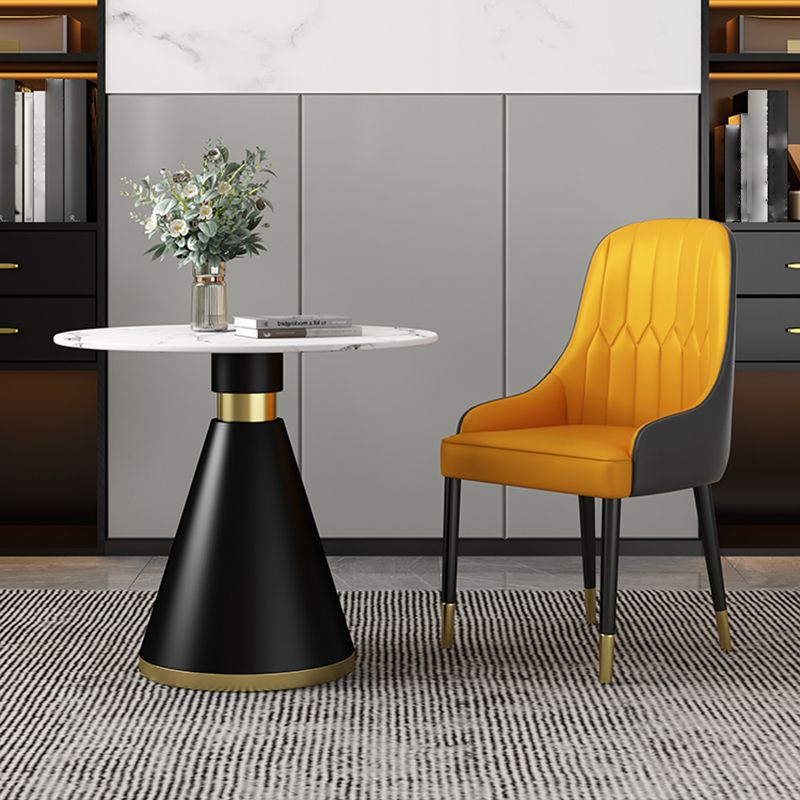 Metal Modern Round Dining Table Sintered Stone Table for Dining Room and Kitchen Clearhalo 'Dining Tables & Seating' 'Dining Tables' 'dining_table' 'furn' 'furn_dining_table' 'Furniture' 'furniture_dining_table' 'Kitchen & Dining Furniture' 1200x1200_bc23dbba-363d-40c8-9fe5-7152e9ecded3