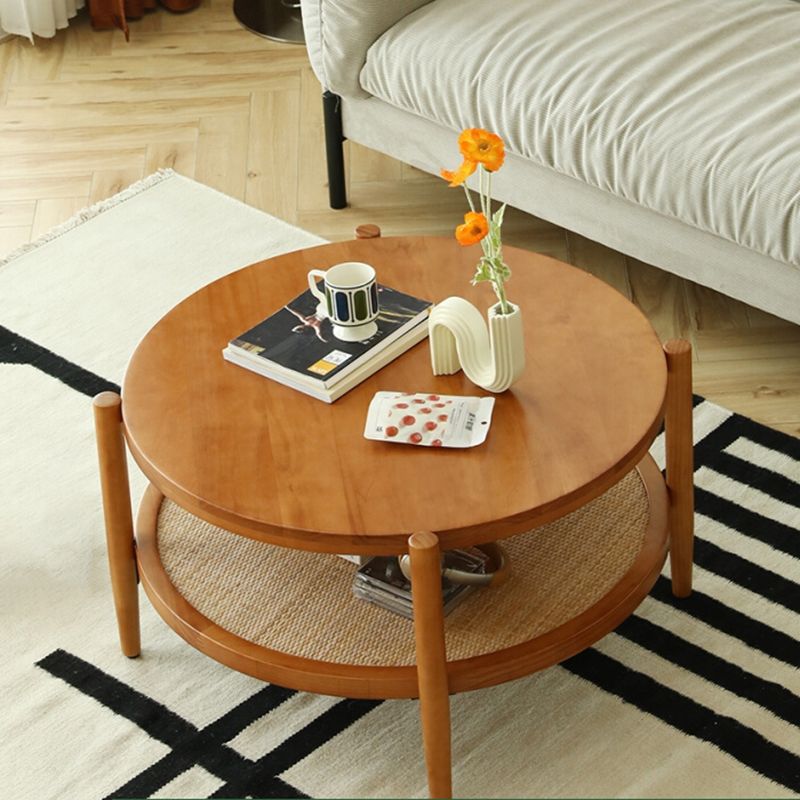 North European Wood/Glass Top Coffee Table Natural Round Cocktail Table Clearhalo 'Coffee & Accent Tables' 'Coffee Tables' 'coffee_tables' 'furn' 'furn_coffee_tables' 'Furniture' 'Living Room Furniture' 1200x1200_bc2663bb-daeb-4e09-8add-535c6ef828c8