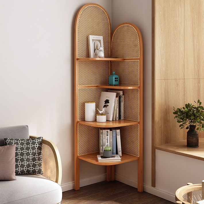 Contemporary Wooden Bookshelf Corner 4 Shelves Closed Back Bookcase Clearhalo 'Bookcases' 'furn' 'furn_bookcases' 'Furniture' 'Office Furniture' 1200x1200_bc28b497-5f32-498f-a4f4-951a0bf3bbe3
