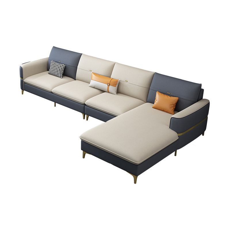 Sofá de brazo cuadrado de cuero de forma escandinava con 2 almohadas