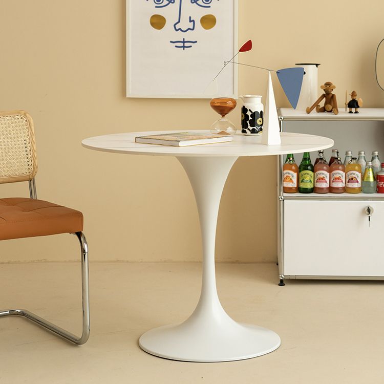 Contemporary Round Shape Sintered Stone Dining Table Kitchen Dining Table with Tulip Base Clearhalo ' dining_table' 'Dining Tables & Seating' 'Dining Tables' 'furn' 'furn_dining_table' 'Furniture' 'furniture_dining_table' 'Kitchen & Dining Furniture' 'kitchen&dining_furn' 'kitchen' 'kitchen_dining_table' 1200x1200_bc2a997a-0ee3-4b1f-a9b0-18b9142dd058