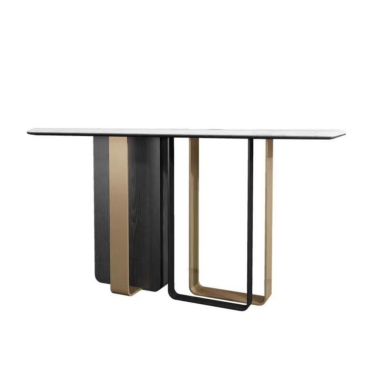 Tabella di accento glam largo 11 "Stone Tabella accento console bianco rettangolo bianco