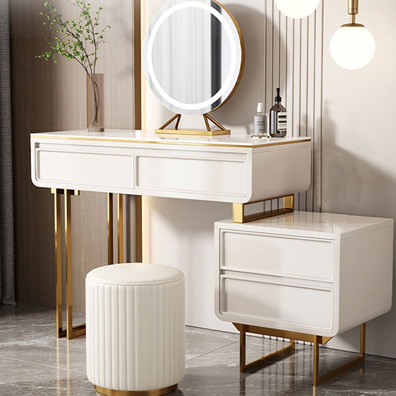 White/Grey Vanity Wood Makeup Dressing Table Stone Top Dresser