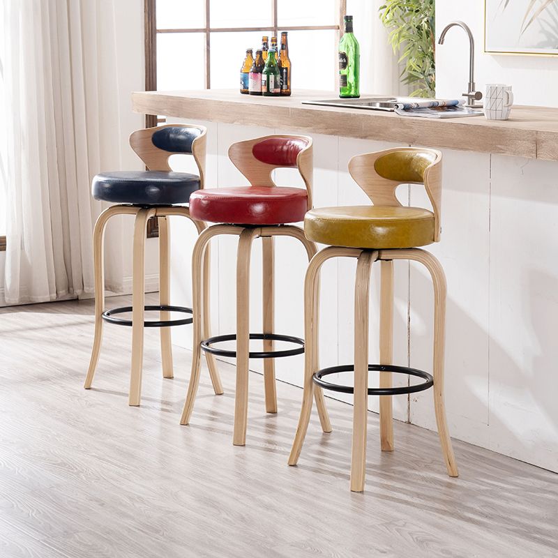 Modern Armless Backrest Counter Stool Wood Kitchen Bar Stool with Pedal and Cushion Clearhalo 'Bar Furniture' 'Bar Stools' 'bar_stools' 'furn' 'furn_bar_stools' 'furniture_bar_stools' 'Kitchen & Dining Furniture' 'kitchen&dining_furn' 'kitchen' 'kitchen_furn' Furniture' 1200x1200_bc2c66cb-548c-4733-9365-2cee6d1d0a51