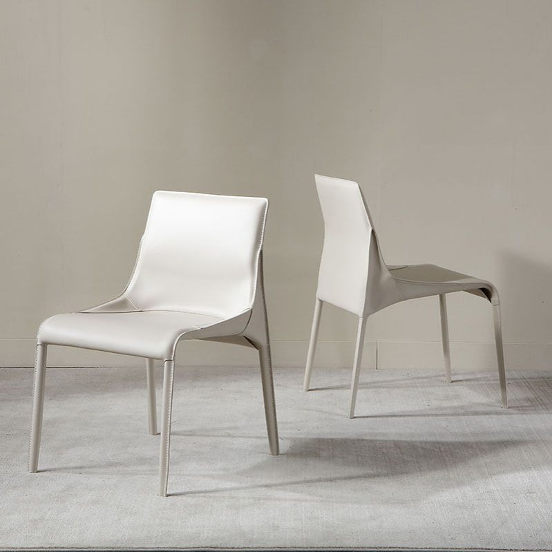 Contemporary Leather Dining Armless Chair Metal Dining Chair for Restaurant Use