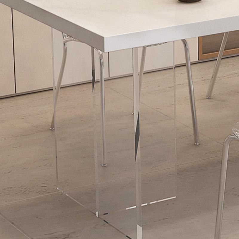 Moderne acryl -eetkamer keukentafel rechthoek witte dubbele voetstuktafel