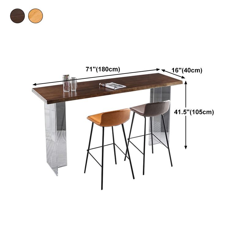 Restaurant Rectangle Wood Top Counter Table Acrylic Base Modern Bar Table Clearhalo 'Bar Furniture' 'Bar Tables' 'bar_tables' 'furn' 'furn_bar_tables' 'Furniture' 'furniture_bar_tables' 'Kitchen & Dining Furniture' 1200x1200_bc316a5d-028d-4976-a4e6-a98ddb5c5bf1