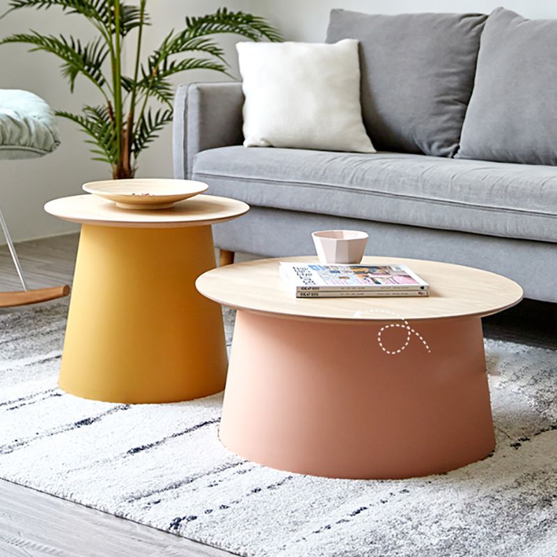65/5000 Modern Style Wood/plastic Countertop Plastic Base Round Side Table