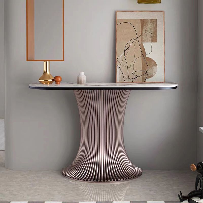 Tavolo di accento di pietra contemporanea mezza luna divano rosa console per sala