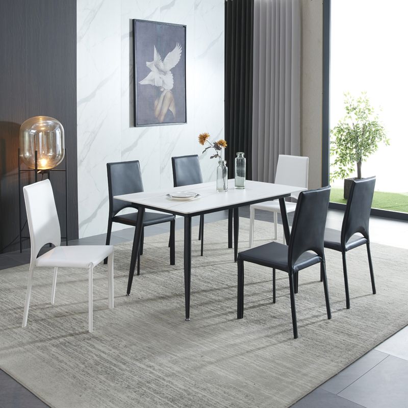 Rectangle Sintered Stone Dining Table Industrial Style 4 Legs Table for Home Clearhalo ' dining_table' 'Dining Tables & Seating' 'Dining Tables' 'furn' 'furn_dining_table' 'Furniture' 'furniture_dining_table' 'Kitchen & Dining Furniture' 'kitchen&dining_furn' 'kitchen' 'kitchen_dining_table' 1200x1200_bc33c5dd-06ef-4fa5-809e-2bdd27b2c103