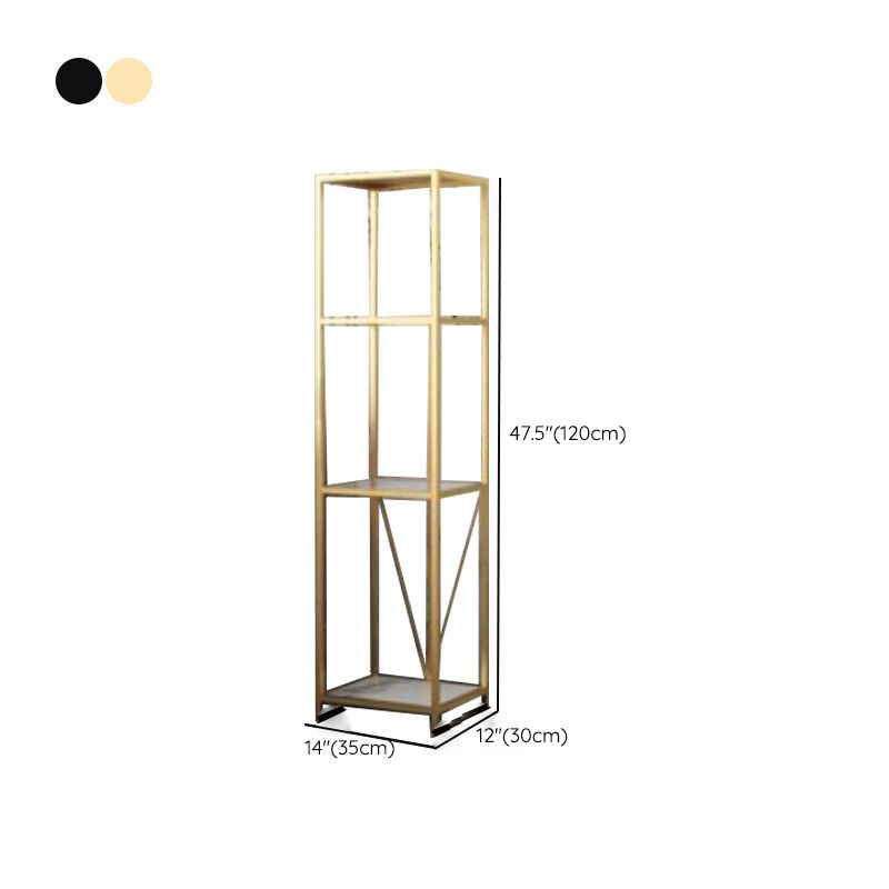 Gold and Black Metal Shelf Bookcase Bedroom Vertical Bookshelf with Shelves