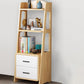 Ladder Bookcase Contemporary Wooden 2 Shelves Bookshelf with Drawers