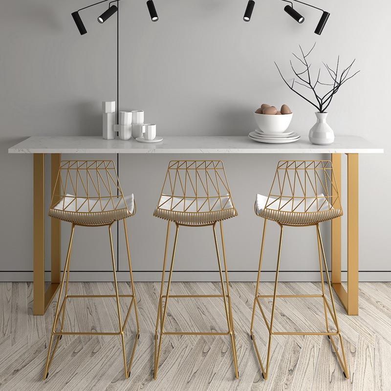 Rectangle Top Glam Bar Table 42-inch Height Gold Pedestal Bistro Table Clearhalo 'Bar Furniture' 'Bar Tables' 'bar_tables' 'furn' 'furn_bar_tables' 'Furniture' 'Kitchen & Dining Furniture' 1200x1200_bc387c53-4eb9-4106-b8c0-07905052533f