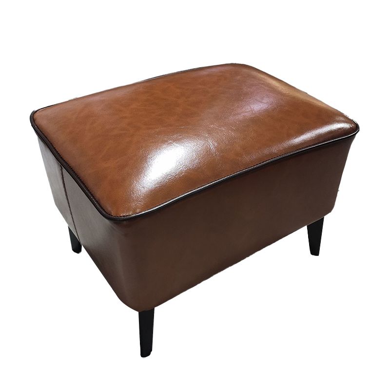 Mid-Century Modern Pouf Ottoman Faux Leather Upholstered Rectangle Ottoman with Chair Legs Clearhalo 'furn' 'furn_ottomans_poufs' 'Furniture' 'Living Room Furniture' 'Ottomans & Poufs' 'ottomans_poufs' 1200x1200_bc38f592-f9bb-41d5-988e-f87930b0b22f