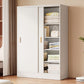 Contemporary Freestanding Wardrobe Armoire Wood Sliding Doors Wardrobe