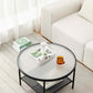 Modern 17.7"H Round Glass Cocktail Table Iron 4 Legs Coffee Table with Shelf Clearhalo 'Coffee & Accent Tables' 'Coffee Tables' 'coffee_tables' 'furn' 'furn_coffee_tables' 'Furniture' 'Living Room Furniture' 1200x1200_bc3c9150-3c69-4957-950a-7d1532208fcb