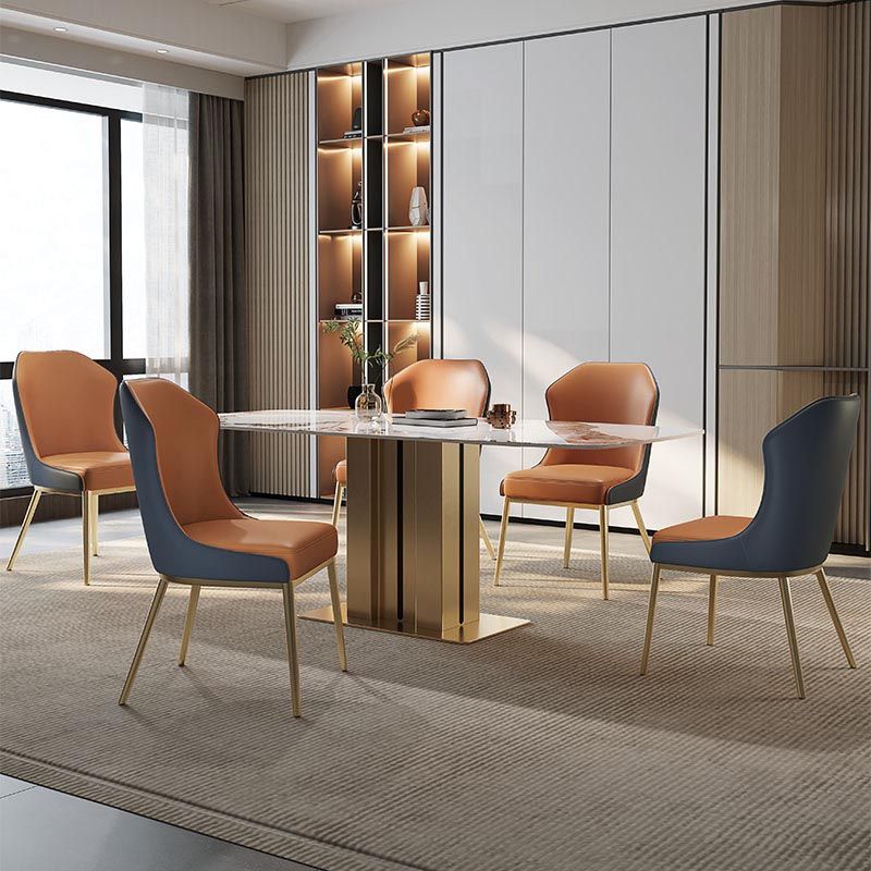 Nordic Glam Style Chair Dining Armless Chairs with Metal Legs for Kitchen Clearhalo 'Dining Chairs' 'Dining Tables & Seating' 'dining_chair' 'furn' 'furn_dining_chair' 'Furniture' 'Kitchen & Dining Furniture' 1200x1200_bc3ce48b-df57-4f02-82ee-d8a0c7ef4408