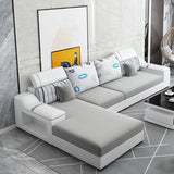 Light-grey Modern Sectional Stain-Resistant Faux leather Sectional