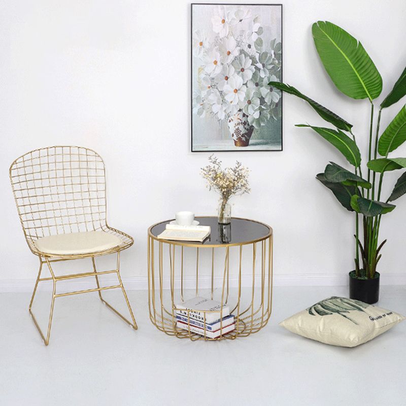 Contemporary Round Top Cocktail Table with Frame Base in Iron Clearhalo 'Coffee & Accent Tables' 'Coffee Tables' 'coffee_tables' 'furn' 'furn_coffee_tables' 'Furniture' 'Living Room Furniture' 1200x1200_bc3d47cf-03b8-41bc-a4ff-598a949c9f65