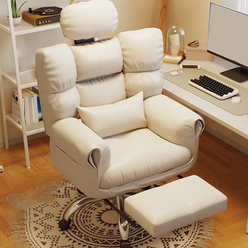 Chaise de bureau en cuir moderne Chaise de tâche pivotante sans roues avec roues