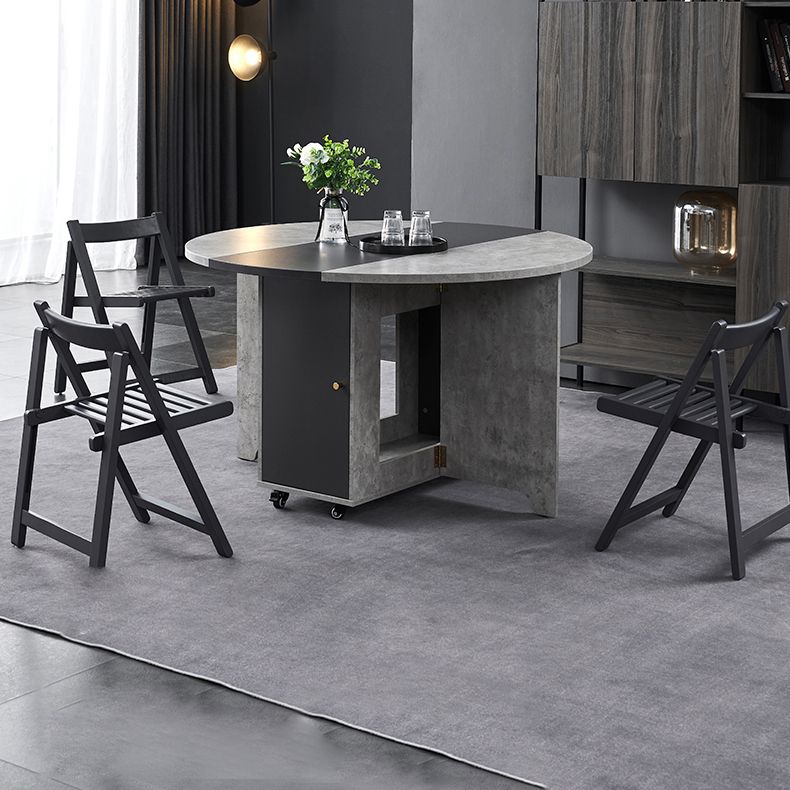 Foldable Artificial Wooden Top Table Extendable Round Table with Trestle Base Clearhalo ' dining_table' 'Dining Tables & Seating' 'Dining Tables' 'furn' 'furn_dining_table' 'Furniture' 'furniture_dining_table' 'Kitchen & Dining Furniture' 'kitchen&dining_furn' 'kitchen' 'kitchen_dining_table' 1200x1200_bc3d9f25-c11e-45c8-90e3-62cd0c03ba3a