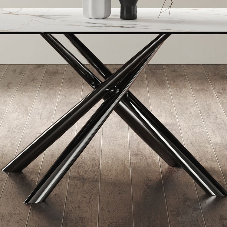 Rectangle Dining Table Industrial Stone Table in White for Dining Room Clearhalo 'Dining Tables & Seating' 'Dining Tables' 'dining_table' 'furn' 'furn_dining_table' 'Furniture' 'Kitchen & Dining Furniture' 1200x1200_bc3dcefd-02b2-4fea-b027-de3aa9ed26fd