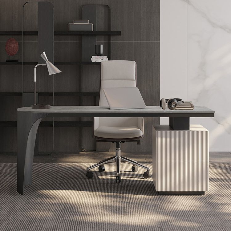 Glam Office Desk Peninsula Schreibtisch mit Chrommetallbasis