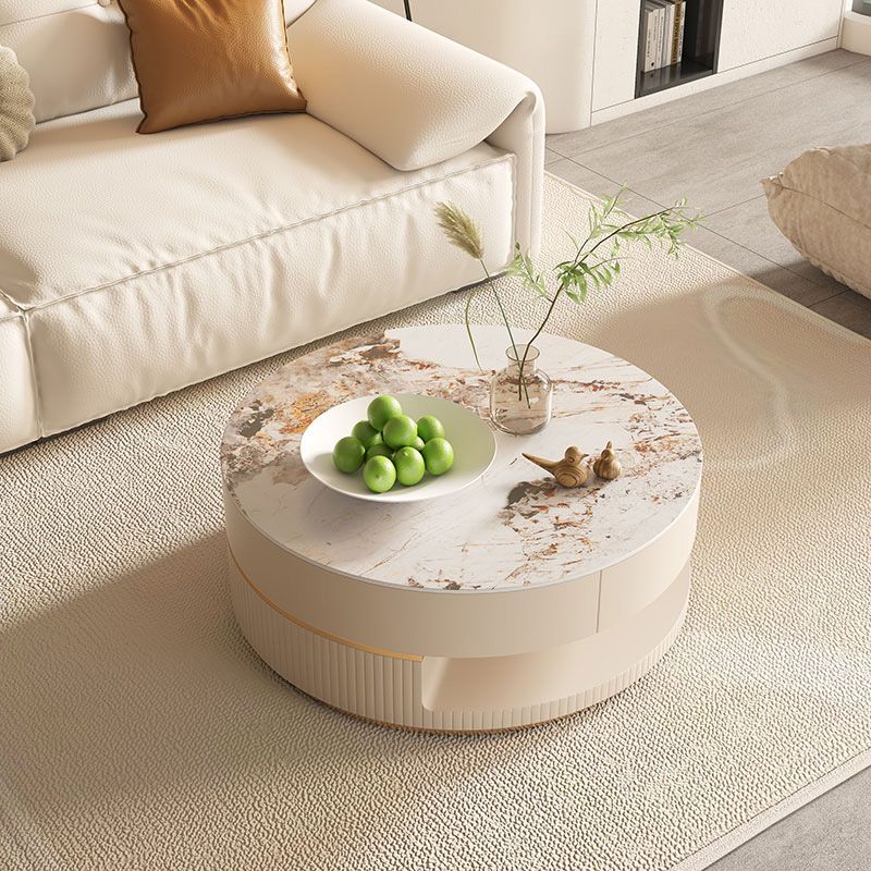 Slate Coffee Table Round Abstract Coffee Cocktail Table with Storage Drawers Clearhalo 'Coffee & Accent Tables' 'Coffee Tables' 'coffee_tables' 'furn' 'furn_coffee_tables' 'Furniture' 'Living Room Furniture' 1200x1200_bc3f0047-0b5d-44b5-ae64-33a7248c519c