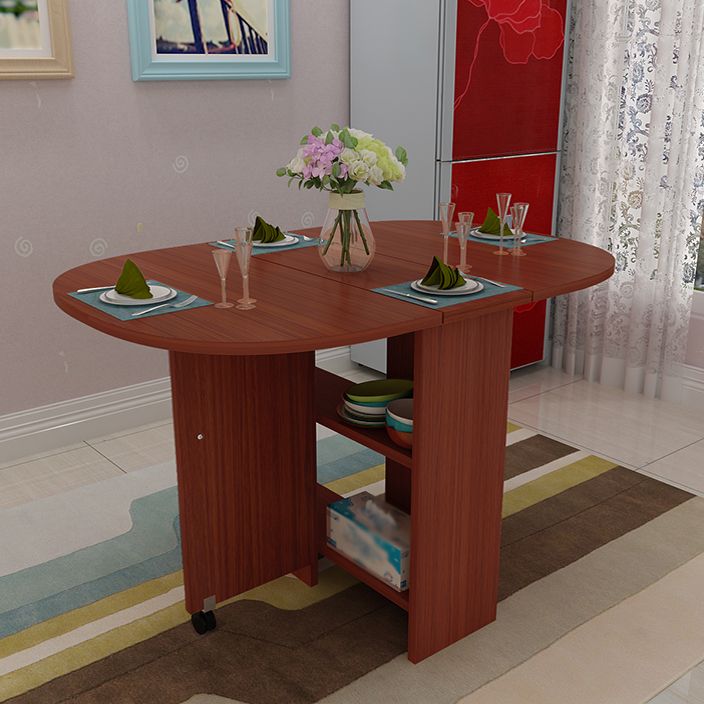 Solid Wood Mid-Century Modern Table Oval Solid Wood Top Table with Drop Leaf Clearhalo ' dining_table' 'Dining Tables & Seating' 'Dining Tables' 'furn' 'furn_dining_table' 'Furniture' 'furniture_dining_table' 'Kitchen & Dining Furniture' 'kitchen&dining_furn' 'kitchen' 'kitchen_dining_table' 1200x1200_bc3f76cd-617e-43dd-a9f7-6cd839a725c8