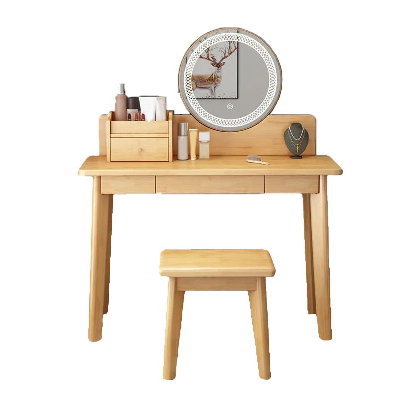 51.1" Height Wood Makeup Vanity Set with Drawers and Mirror for Bedroom