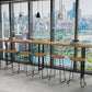 Metal Bar Table Rectangle Wood Top Bistro Pub Table Modern Style Breakfast Table