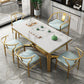 Metal Traditional Luxury Rectangle Table Sintered Stone Top Table with Trestle Base Clearhalo ' dining_table' 'Dining Tables & Seating' 'Dining Tables' 'furn' 'furn_dining_table' 'Furniture' 'furniture_dining_table' 'Kitchen & Dining Furniture' 'kitchen&dining_furn' 'kitchen' 'kitchen_dining_table' 1200x1200_bc42a075-e414-4d06-b158-27fdffbfa25e