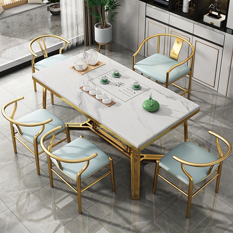 Metal Traditional Luxury Rectangle Table Sintered Stone Top Table with Trestle Base Clearhalo ' dining_table' 'Dining Tables & Seating' 'Dining Tables' 'furn' 'furn_dining_table' 'Furniture' 'furniture_dining_table' 'Kitchen & Dining Furniture' 'kitchen&dining_furn' 'kitchen' 'kitchen_dining_table' 1200x1200_bc42a075-e414-4d06-b158-27fdffbfa25e