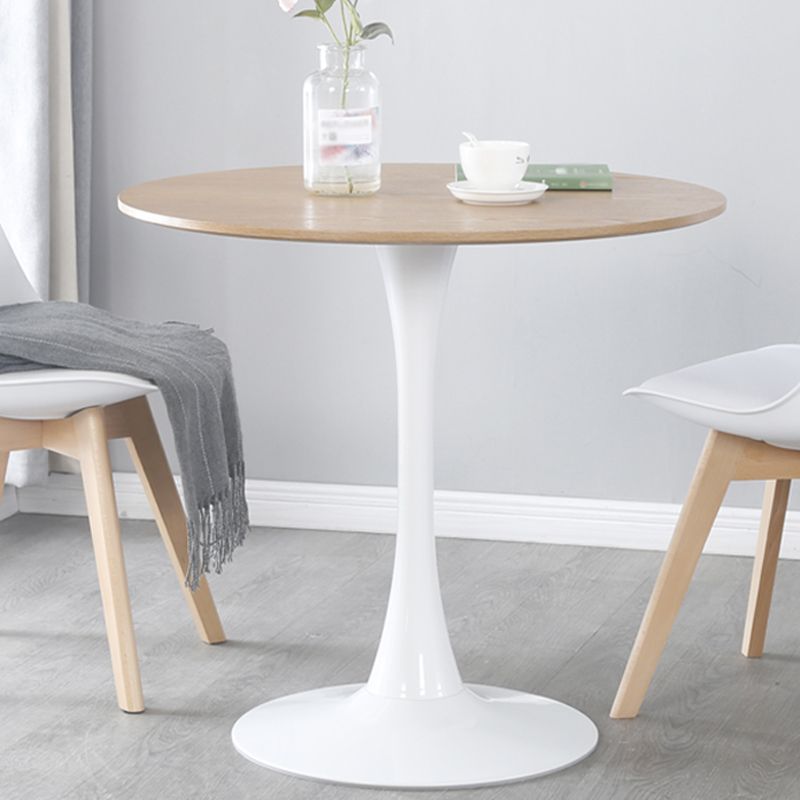 Mesa de madera moderna para mesa redonda de restaurantes con pedestal de metal