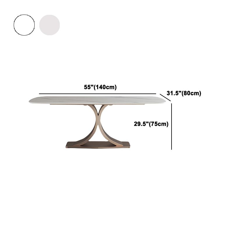 Modern Rectangle Dining Table Set 1/2/5/6 Pieces Dinette Set with White Sintered Stone Top