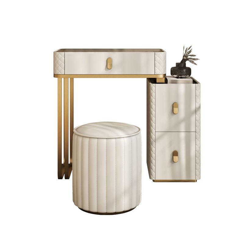 Contemporary Glass Top Vanity Desk Solid Wood Vanity Dressing Table